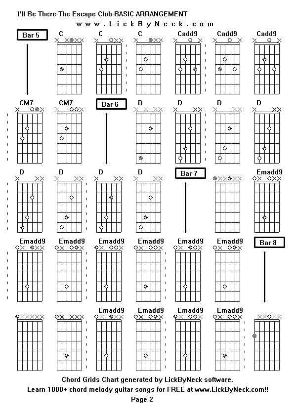 Chord Grids Chart of chord melody fingerstyle guitar song-I'll Be There-The Escape Club-BASIC ARRANGEMENT,generated by LickByNeck software.